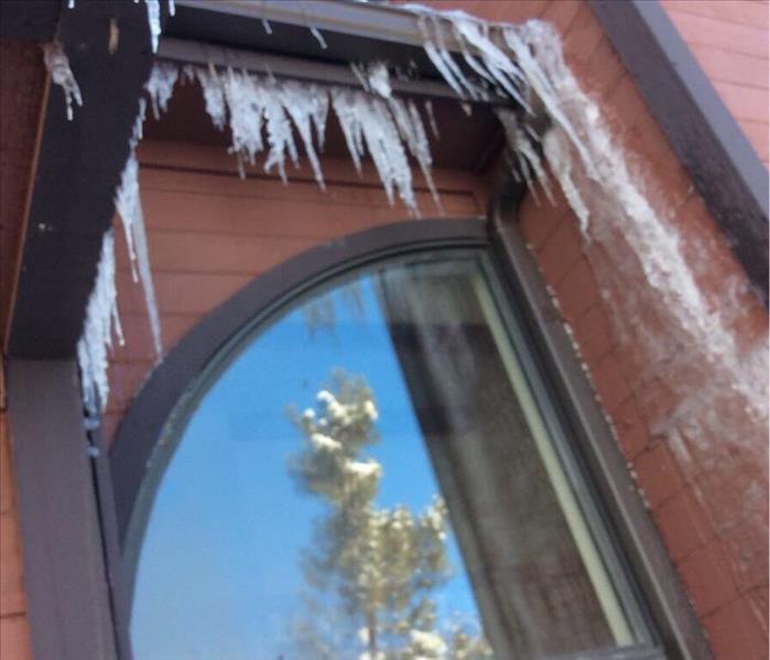 Icicles hanging from gutters 