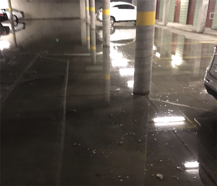 water on a parking lot